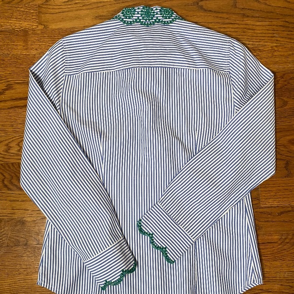 J. CREW Embroidered Collar Striped Button Down Top - Picture 10 of 10